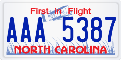 NC license plate AAA5387