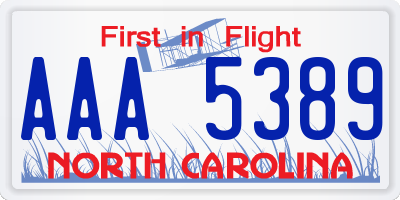 NC license plate AAA5389