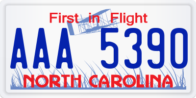 NC license plate AAA5390