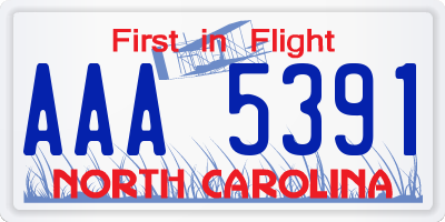 NC license plate AAA5391