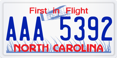 NC license plate AAA5392