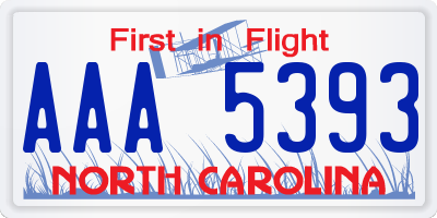 NC license plate AAA5393