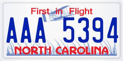 NC license plate AAA5394