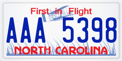 NC license plate AAA5398