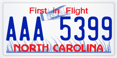 NC license plate AAA5399