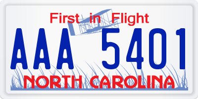 NC license plate AAA5401