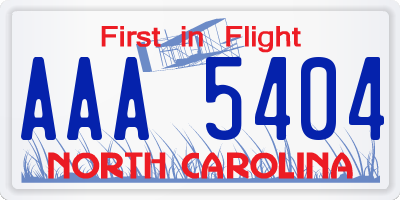 NC license plate AAA5404