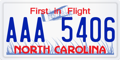 NC license plate AAA5406