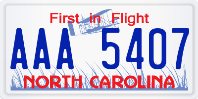NC license plate AAA5407