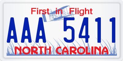 NC license plate AAA5411