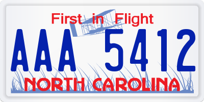 NC license plate AAA5412