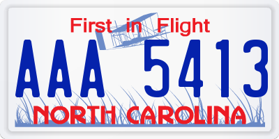 NC license plate AAA5413