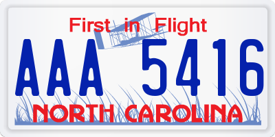 NC license plate AAA5416