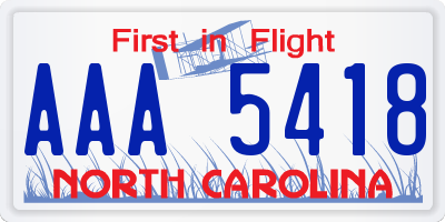 NC license plate AAA5418