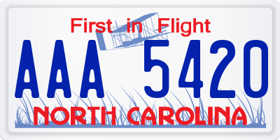 NC license plate AAA5420
