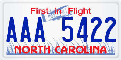 NC license plate AAA5422