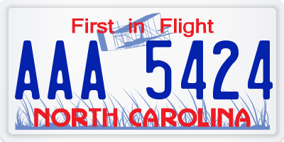 NC license plate AAA5424