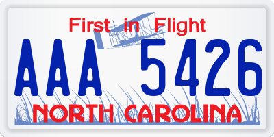 NC license plate AAA5426
