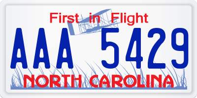 NC license plate AAA5429