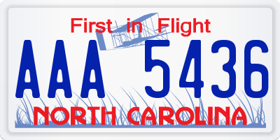 NC license plate AAA5436