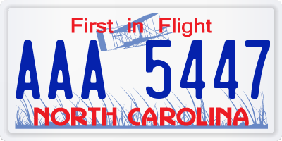 NC license plate AAA5447