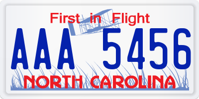 NC license plate AAA5456