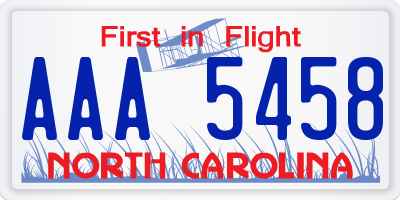 NC license plate AAA5458