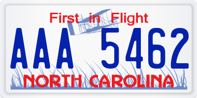 NC license plate AAA5462