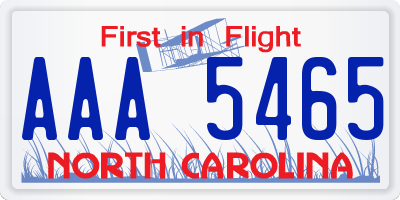 NC license plate AAA5465