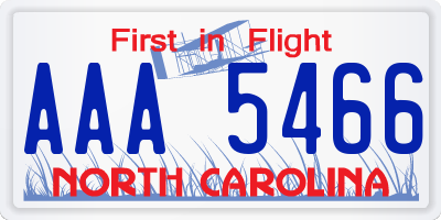 NC license plate AAA5466