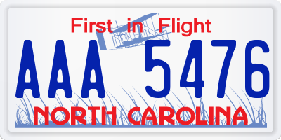 NC license plate AAA5476