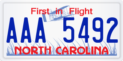 NC license plate AAA5492