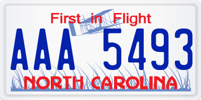NC license plate AAA5493