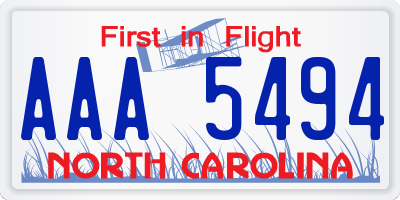 NC license plate AAA5494