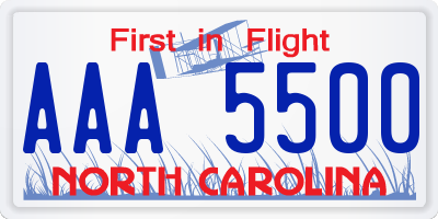 NC license plate AAA5500