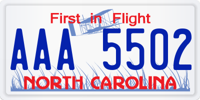 NC license plate AAA5502