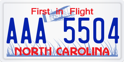 NC license plate AAA5504