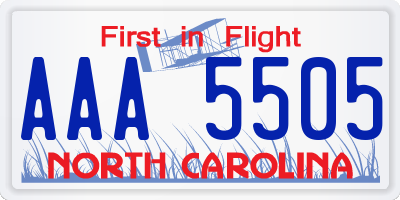 NC license plate AAA5505