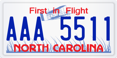 NC license plate AAA5511