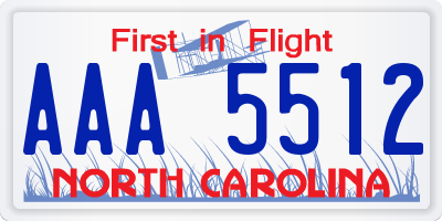 NC license plate AAA5512