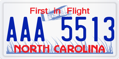 NC license plate AAA5513