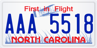 NC license plate AAA5518