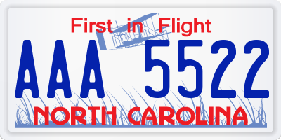 NC license plate AAA5522