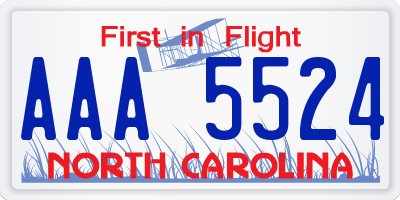 NC license plate AAA5524