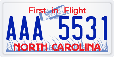 NC license plate AAA5531