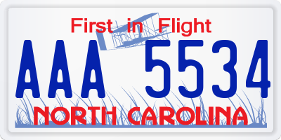 NC license plate AAA5534