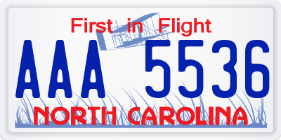 NC license plate AAA5536