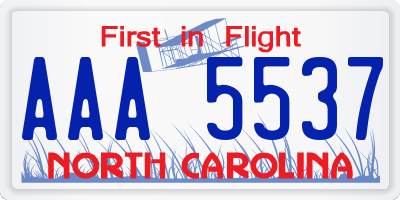 NC license plate AAA5537