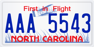 NC license plate AAA5543