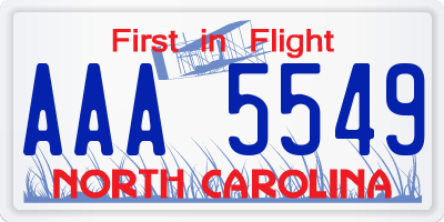 NC license plate AAA5549